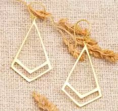 Geometric Drop dangle earring, Brass 22k gold plated, Wholesale Brass jewelry
